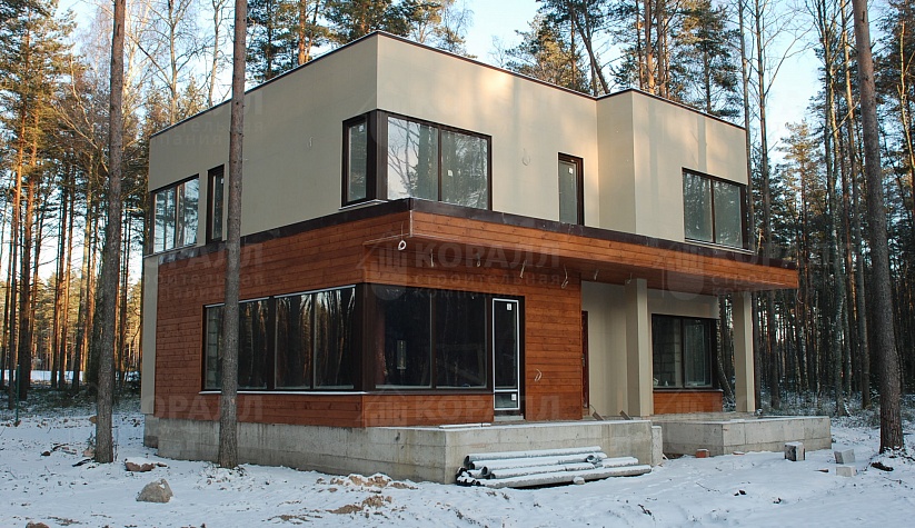 строительство дома с прямой крышей строительной компанией Коралл